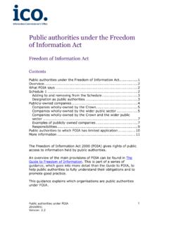 Public authorities under the Freedom of Information Act