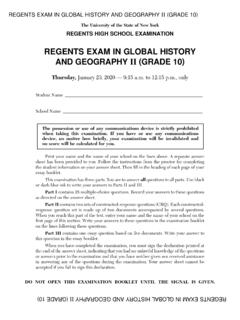 REGENTS EXAM IN GLOBAL HISTORY AND GEOGRAPHY II …