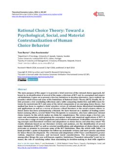 Rational Choice Theory: Toward a Psychological, Social ...