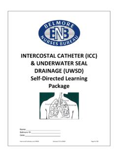 INTERCOSTAL CATHETER (ICC) &amp; UNDERWATER SEAL …