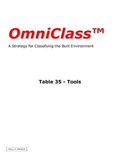 Table 35 - Tools - OmniClass