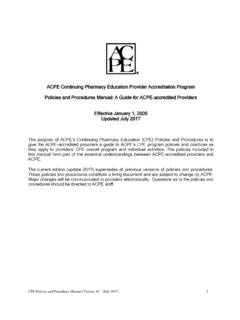 ACPE Continuing Pharmacy Education Provider …
