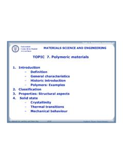 TOPIC 7. Polymeric materials - UC3M