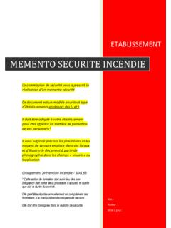 MEMENTO SECURITE INCENDIE - SDIS 85