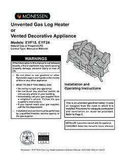 Unvented Gas Log Heater or Vented Decorative Appliance