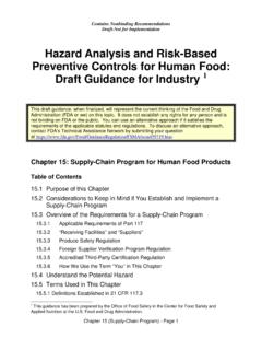 Draft Guidance for Industry: Hazard Analysis and …