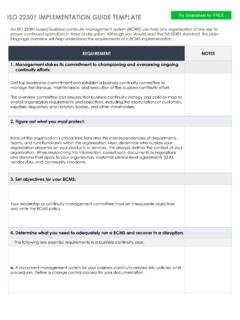 ISO 22301 IMPLEMENTATION GUIDE TEMPLATE
