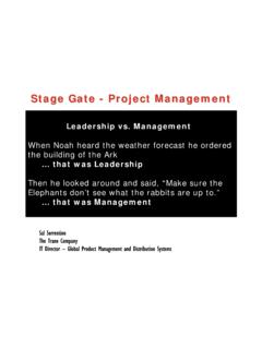 Stage Gate - Project Management - Rochester Chapter