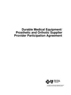 Durable Medical Equipment/ Prosthetic and …
