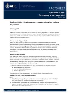 Applicant Guide - Developing a two page pitch
