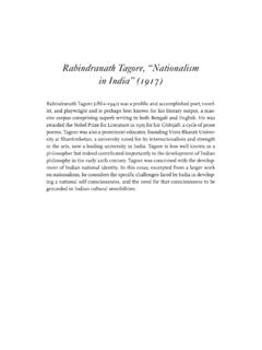 Rabindranath Tagore, “Nationalism in India” (1917