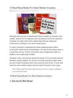10 Must Read Books For Stock Market Investors.