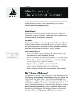 Mindfulness and the window of tolerance - St. …
