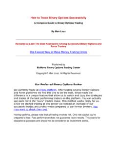 How to Trade Binary Options Successfully - Business Skills pdf