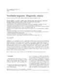 Vestibular migraine: Diagnostic criteria