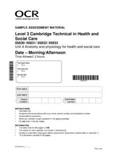 Level 3 Cambridge Technical in Health and Social …