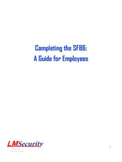Completing the SF86 - A guide for Employees