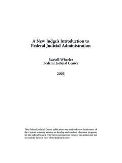 A New Judge's Introduction to Federal Judicial Administration