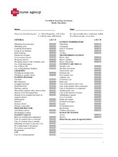 Certified Nursing Assistant Skills Checklist