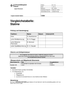 Vergleichstabelle: Statine - Spital-Pharmazie Basel