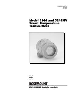Model 3144 and 3244MV Smart Temperature Transmitters