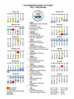 the American School Of Kuwait 2017 - 2018 Calendar