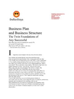 Business Plan and Business Structure
