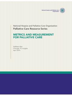 METRICS AND MEASUREMENT FOR PALLIATIVE CARE