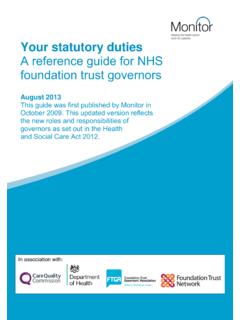 Your statutory duties A reference guide for NHS …