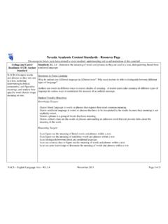 Nevada Academic Content Standards - Resource Page