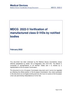MDCG 2022-3 Verification of manufactured class D IVDs by ...
