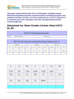 Datasheet for Steel Grades Carbon Steel A572 Gr