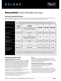 Belong Mobile Critical Information Summary