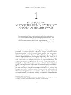 INTRODUCTION: MULTICULTURALISM IN PSYCHOLOGY …