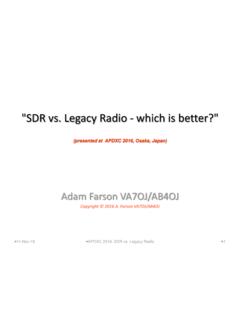 SDR vs. Legacy Radio - AB4OJ/VA7OJ's Home Page