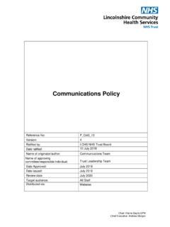 Communications Policy - Lincolnshire Community Health ...