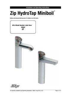 Installation and Operating Instructions Zip HydroTap Miniboil