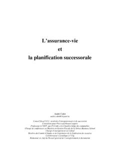 L’assurance-vie et la planification successorale - uhpc.be