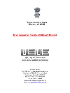 Brief Industrial Profile of KOLAR District - DCMSME