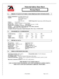 Material Safety Data Sheet Perma Patch - Cantat Associates