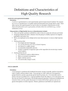 Definitions and Characteristics of High Quality Research final