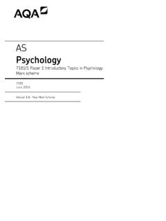 AS Psychology Mark scheme Paper 1 June 2016
