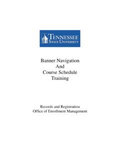 Banner Navigational Training - Tennessee State …