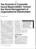 The Pyramid of Corporate Social Responsibiiity: Toward the ...