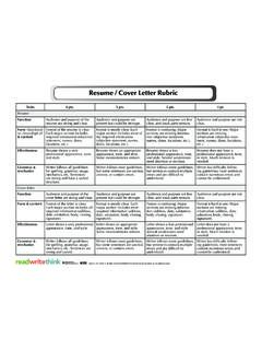 Resume / Cover Letter Rubric - ReadWriteThink.org