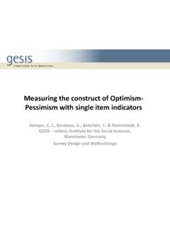 Measuring the construct of Optimism- Pessimism with single ...