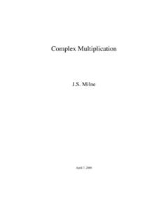 Complex Multiplication - James Milne