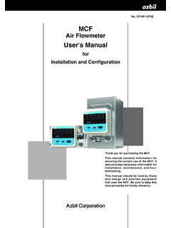 MCF Air Flowmeter - azbil.com