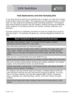 Post-Gastrectomy and Anti-Dumping Diet