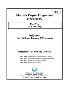 MSO Master’s Degree Programme in Sociology